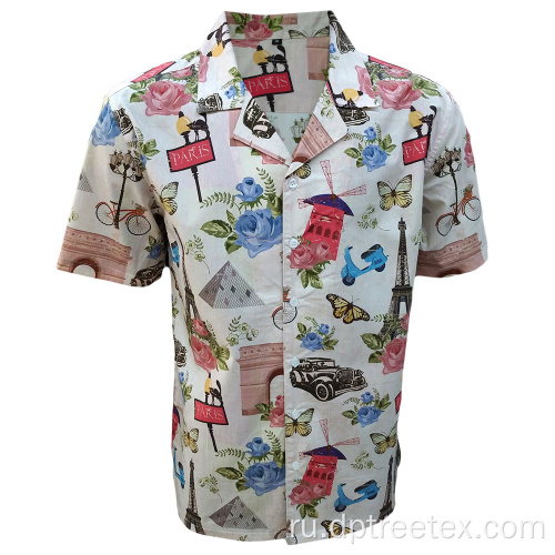 Пользовательская дышащая хлопковая печать летняя гавайская рубашка